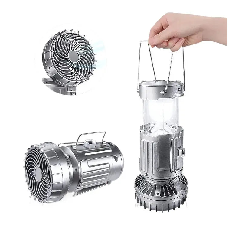 Portable Solar LED Lantern + Fan