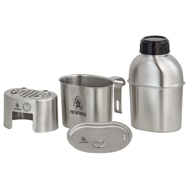 Pathfinder stainless steel canteen cooking set with cup and stove